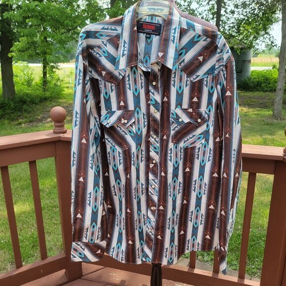 Rock & Roll Men's Modern Fit Denim Blue Long Sleeve Button Down Shirt Size XXL - Picture 2 of 14